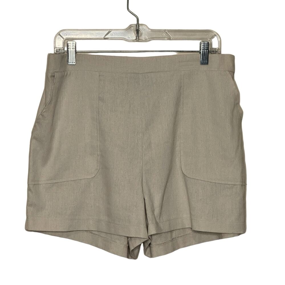 Shinestar beige pull on linen  casual shorts size medium